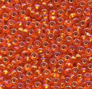 2,6mm Rocailles Orange Rainbow mit Silbereizug 97039
