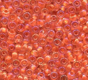 2,6mm Rocailles Klar Rainbow mit Lachseinzug 58589