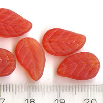 Glasperlen Blätter Rot Matt