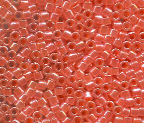 11/0 Delica Lined Crystal/Salmon Luster 235