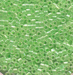 11/0 Delica Lined Crystal/Light Green 237