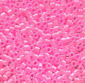 11/0 Delica Lined Cyrstal/Medium Pink 245
