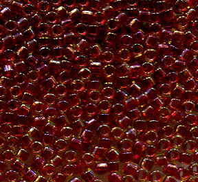 11/0 Delica Lined Amber/Vermilion 282