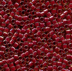 11/0 Delica Lined Amber/Cranberry 283