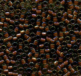 11/0 Delica Lined Amber Lined Taupe 287