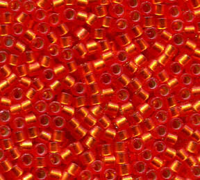 11/0 Delica Semi Matt Silverlined Orange Dyed 682