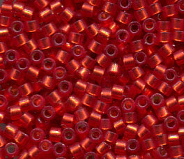 11/0 Delica Semi Matt Silverl. Dark Ruby Dyed 683