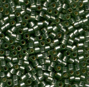 11/0 Delica Semi Matt Silverlined Grey Dyed Green 689