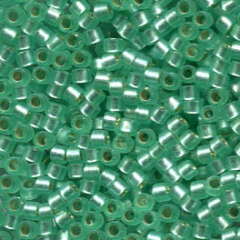 11/0 Delica Semi Matt Silver Lined Mint Dyed Green 691