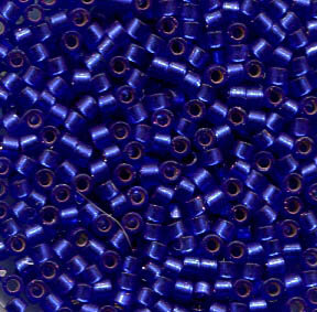 11/0 Delica Semi Matt Silverlined Cobalt Dyed 696