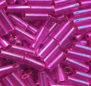 7mm Stiftperlen Pink mit Silbereinzug 08277