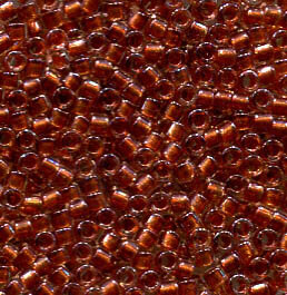 11/0 Delica Sparkling Dark Amber Lined Crystal 915