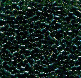 11/0 Delica Sparkling Dark Teal Lined Chartreuuse 919
