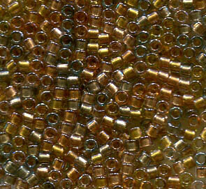 11/0 Delica Lined Amber/Brown Mix 981