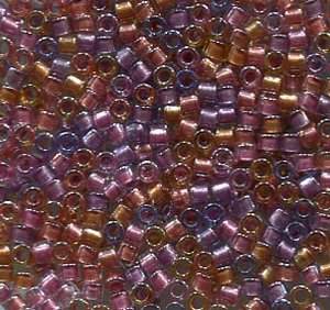 11/0 Delica Lined Purple/Salmon Mix 982