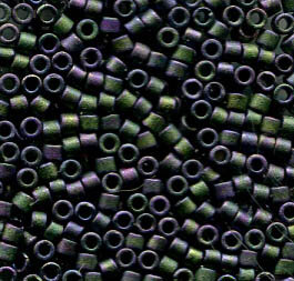 11/0 Delica Matt Metallic Purple Green/Gold Iris 1053