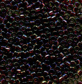 11/0 Delica Cranberry Lined Chartreuse AB 1748
