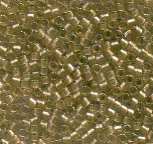 11/0 Delica Spar.Celery Lined Light Tea Rose AB 1766