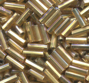 7mm Stiftperlen Klar Irisierend mit Goldeinzug 17059