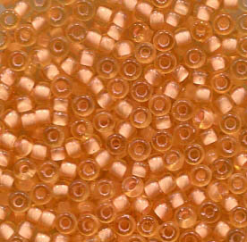 11/0 Roc. Semi Matt Light Peach Lined Amber 1922