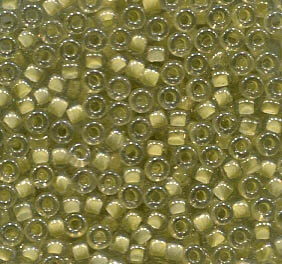 11/0 Roc. Yellow Lined Crystal Luster 378