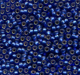 15/0 Roc. Semi Matt Silverlined Dyed Medium Blue 1653
