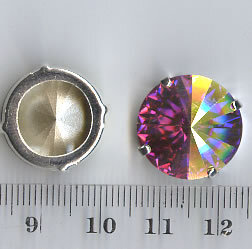 18mm Rivoli Swarovski Rose AB gefasst