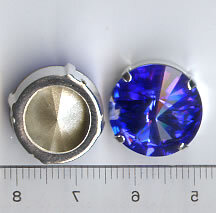 16mm Rivoli Swarovski Sapphire gefasst