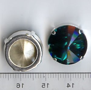 16mm Rivoli Swarovski Emerald gefasst