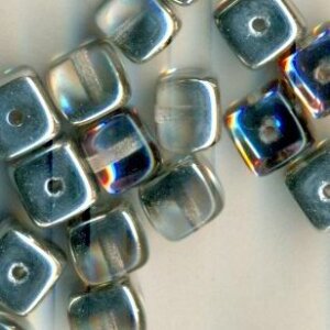 Glasperlen Würfel Klar Vitrail  Medium