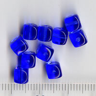 Glasperlen Würfel Blau