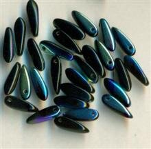 Dagger Beads Schwarz mit Blau/Gold Bedampfung