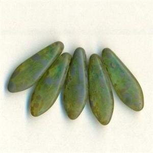 Dagger Beads Grün Travertin bedampft