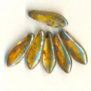 Dagger Beads Beige Transparent Picasso Bedampft
