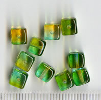 Glasperlen Würfel Grün-Gelb
