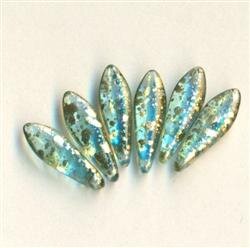 Dagger Beads Türkisblau mit Goldsprenkel