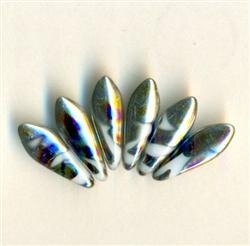 Dagger Beads Opak Weiß mit Spezial Bedampfung