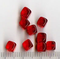 Glasperlen Würfel Rot