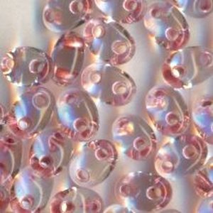 PRECIOSA Twin Beads Crystal mit Rosaroteinzug