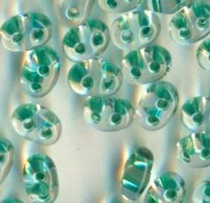 PRECIOSA Twin Beads Crystal mit Grneinzug