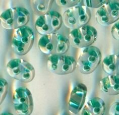 PRECIOSA Twin Beads Crystal mit Grüneinzug