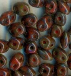 PRECIOSA Twin Beads Dark Red Travertin