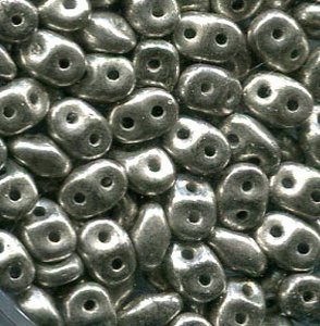 SuperDuo-Beads JET SILVER PASTE MATT (Metallic Old...
