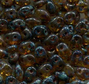 SuperDuo-Beads AMBER TRAVERTIN DARK 80020/86805