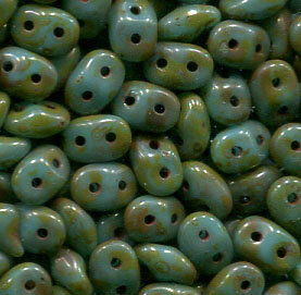 SuperDuo-Beads TURQUOISE BLUE TRAVERTIN DARK 63030/86805