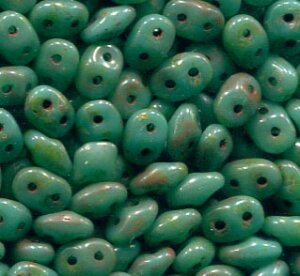SuperDuo-Beads TURQUOISE GREEN TRAVERTIN DARK 63130/86805