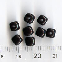 Glasperlen Würfel Opak Schwarz