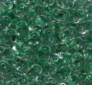 SuperDuo-Beads CRYSTAL GREEN LINED