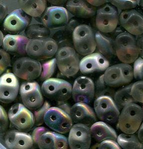 SuperDuo-Beads SMOKE GREY VITRAIL MATT